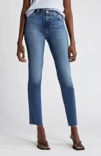 Ag Mari Raw Hem High Waist Slim Straight Leg Jeans In 13 Years Disclosure