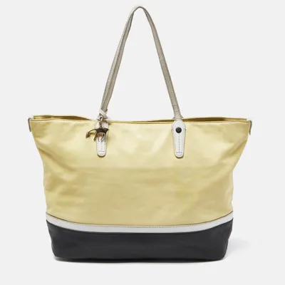 Pre-owned Bally Yellow/black Leather Shopper Tote