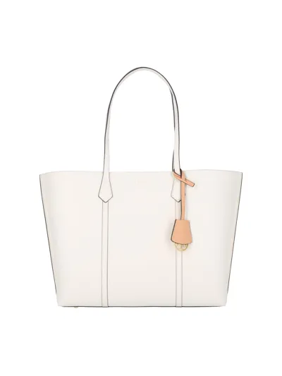 Tory Burch Perry Medium Leather Tote In White