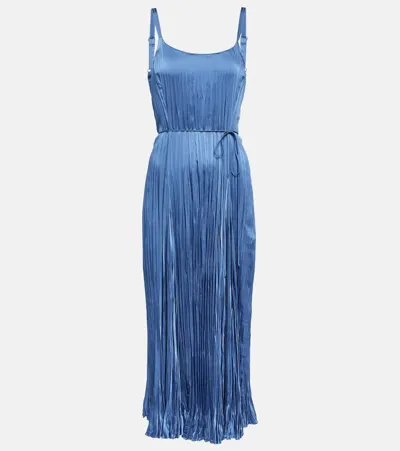 Vince Pleated Midi Dress In Blue