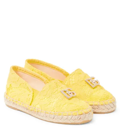 Dolce & Gabbana Kids' Dg Lace Espadrilles In Giallo