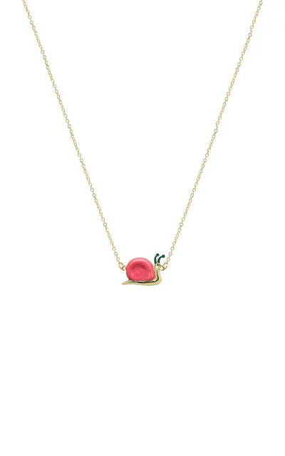 Aliita Caracol Enameled 9k Yellow Gold Necklace In Pink