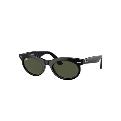 Ray Ban Wayfarer Oval Sunglasses Black Frame Green Lenses 53-22