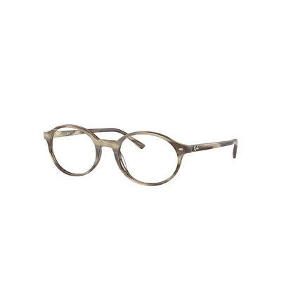 Ray Ban German Optics Eyeglasses Striped Beige Frame Clear Lenses Polarized 53-20