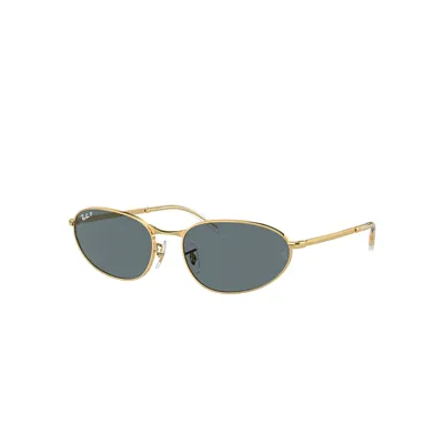 Ray Ban Rb3734 Sunglasses Arista Gold Frame Blue Lenses Polarized 59-18