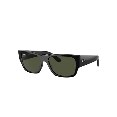 Ray Ban Carlos Sunglasses Black Frame Green Lenses 56-18