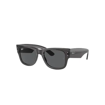 Ray Ban Mega Wayfarer Sunglasses Transparent Black Frame Grey Lenses 51-21