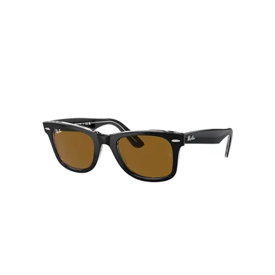 Ray Ban Original Wayfarer Classic Sunglasses Black On Transparent Frame Brown Lenses 54-18