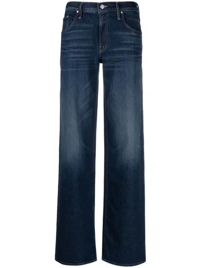 Mother Straight Cotton Jeans In Blue