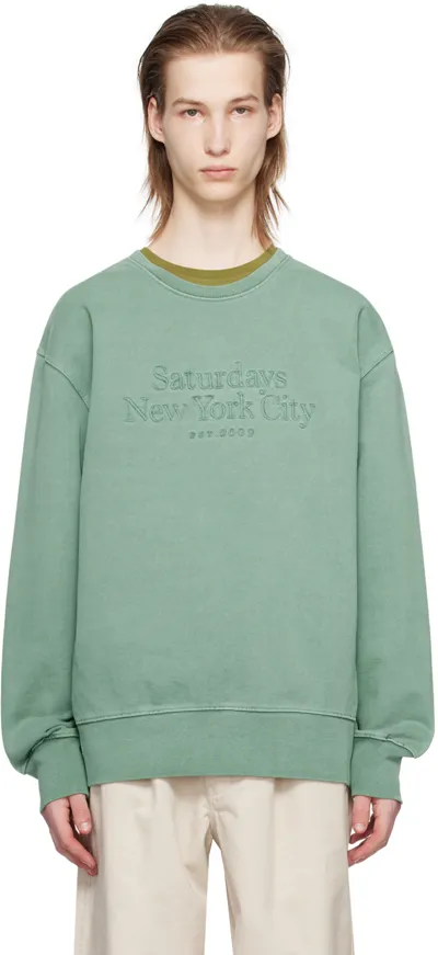 Saturdays Surf Nyc Green Bowery Miller Sweatshirt In Dark Forest