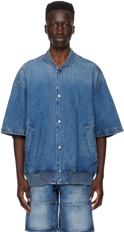 Solid Homme Blue Faded Denim Jacket In 332l Blue