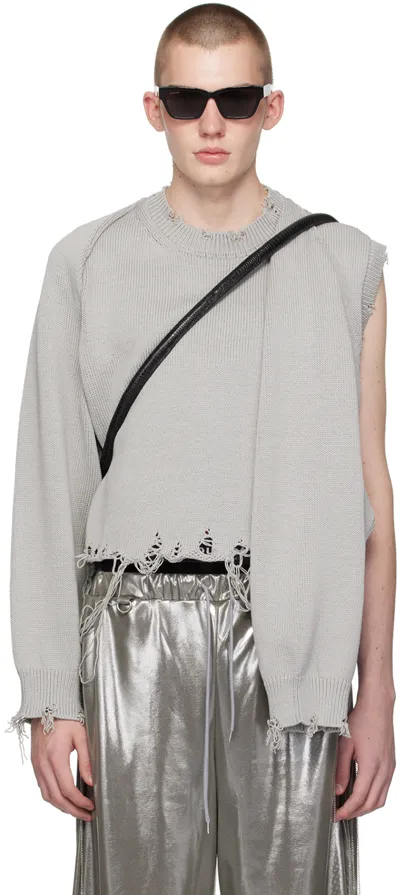 Doublet Gray 2way Sleeve Sweater In Grey