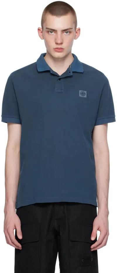 Stone Island Navy Patch Polo In V0024 Dark Blue