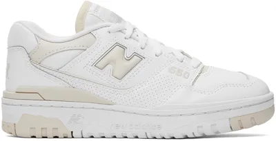 New Balance White & Beige 550 Sneakers