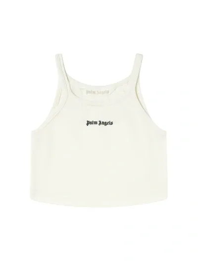 Palm Angels Logo-print Cotton Tank Top In White