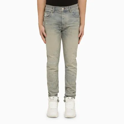 Amiri Antique Indigo Distressed Skinny Jeans In Blue