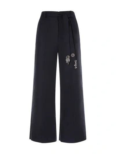 's Max Mara Belted Straight Leg Pants In Blu Marino