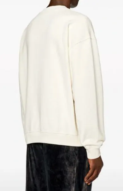 Diesel S-boxt Flocked-logo Cotton Sweatshirt In White