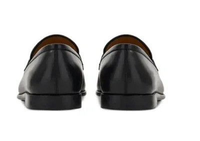 Ferragamo Leather Moccasin In Black