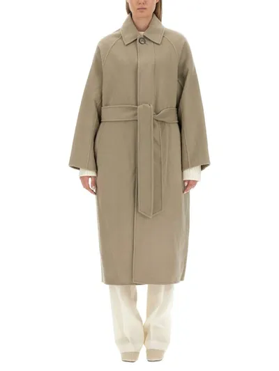 Ami Alexandre Mattiussi Belted Coat In Cream