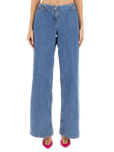 Magda Butrym Ultra Low Waist Wide Leg Jeans In Blue