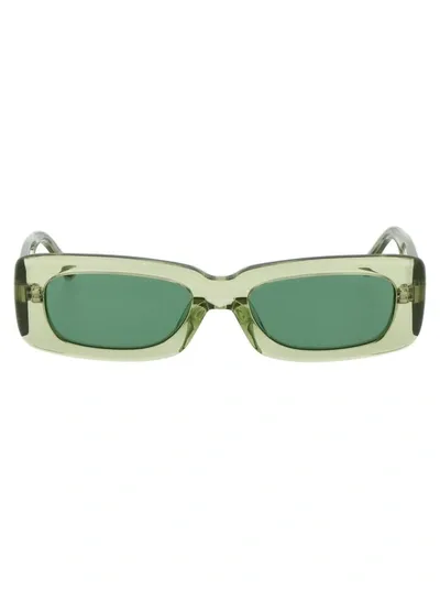 Attico The  Sunglasses In Lime/silver/green