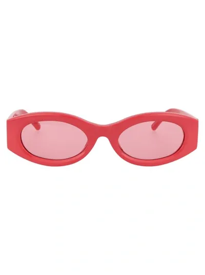 Attico The  Sunglasses In Coral/silver/pink