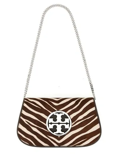 Tory Burch Reva Zebra Print Convertible Clutch In Multicolour