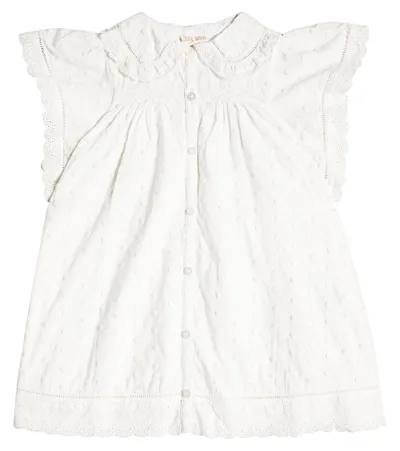 Louise Misha Kids' Marla Embroidered Cotton Dress In White