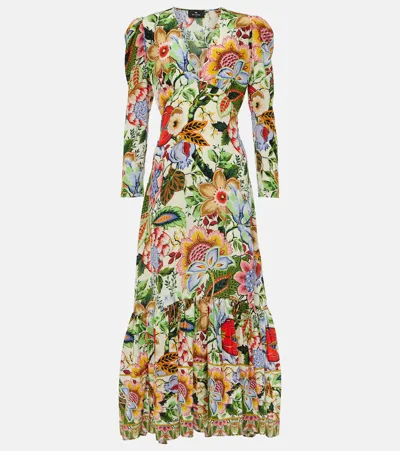 Etro Floral Silk Midi Dress In White