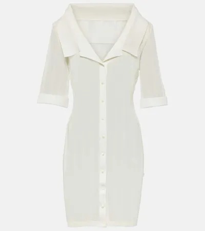 Jacquemus La Mini Robe Manta Jersey Shirt Dress In White