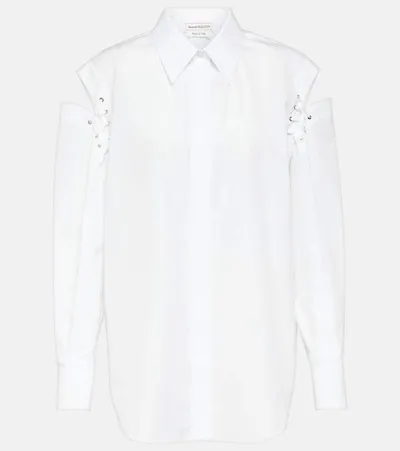 Alexander Mcqueen Cutout Cotton Poplin Shirt In White