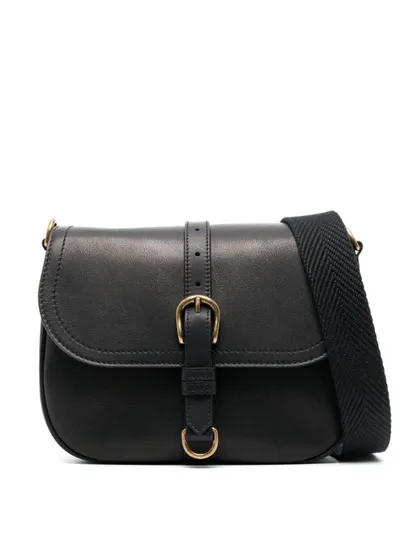 Golden Goose Sally Shoulder Bag In Black Leather In 90100 Black