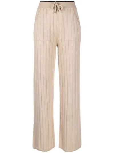 Lorena Antoniazzi Straight-leg Ribbed-knit Trousers In Neutrals