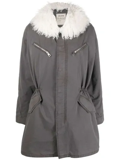 Zadig & Voltaire Kidea Zip-up Parka Coat In Grey