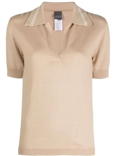 Lorena Antoniazzi Fine-knit Short-sleeve Polo Shirt In Neutrals