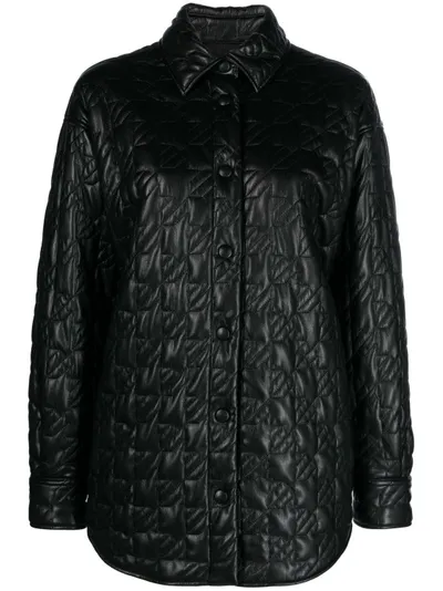 Msgm Diamond Quilting Jacket In Black