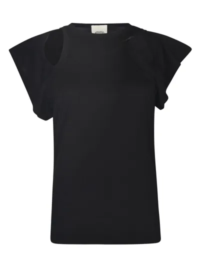 Isabel Marant Cut-out Cotton T-shirt In Bk Black