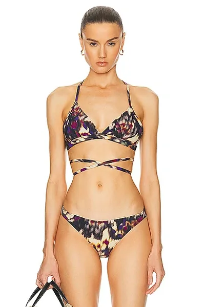 Isabel Marant Solange Bikini Top In Ochre & Black