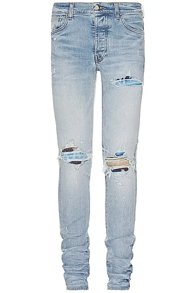 Amiri 15cm Mx1 Bandana Tapered Denim Jeans In Clay Indigo