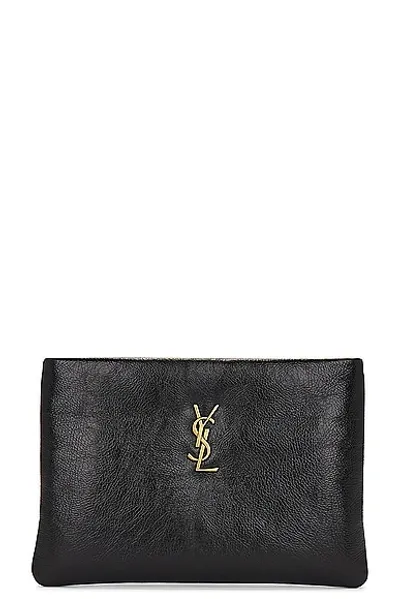 Saint Laurent Small Calypso Zipped Pouch In Noir