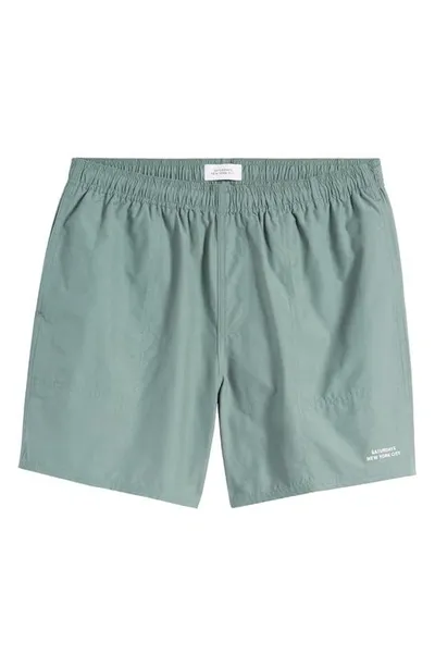 Saturdays Surf Nyc Talley Swim Trunks In Dark Forest