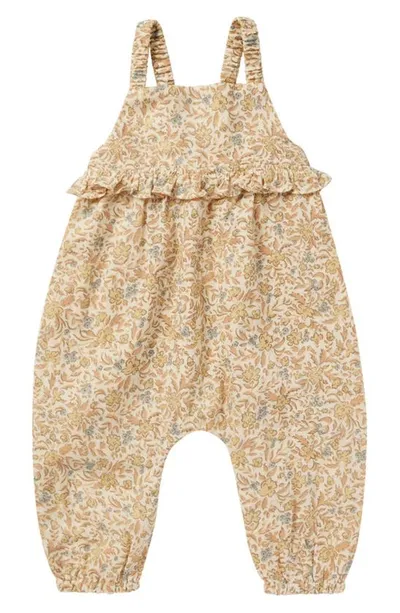 Rylee + Cru Babies' Kinsley Floral Ruffle Cotton Romper In Blossom