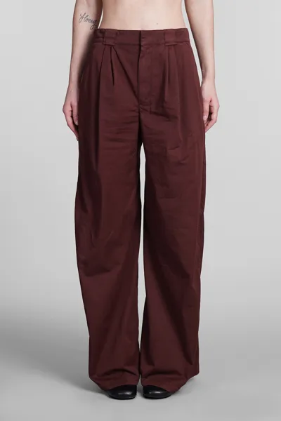 Lemaire Pants In Bordeaux Cotton In Red