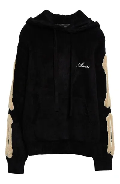 Amiri Logo Embroidered Drawstring Hoodie In Black