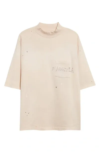 Maison Margiela Cotton Jersey Logo T-shirt In Ivory