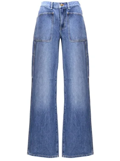 Tory Burch Denim Cargo Pant In Blue