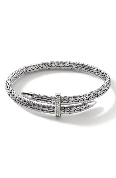 John Hardy Spear Pavé Diamond Flex Bracelet In Silver