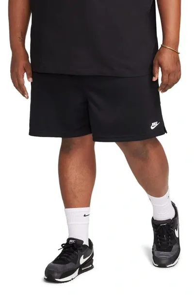 Nike Club Flow Mesh Athletic Shorts In Black/white