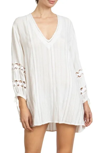 Robin Piccone V Neck Tunic Swim Cover-up In Ecru